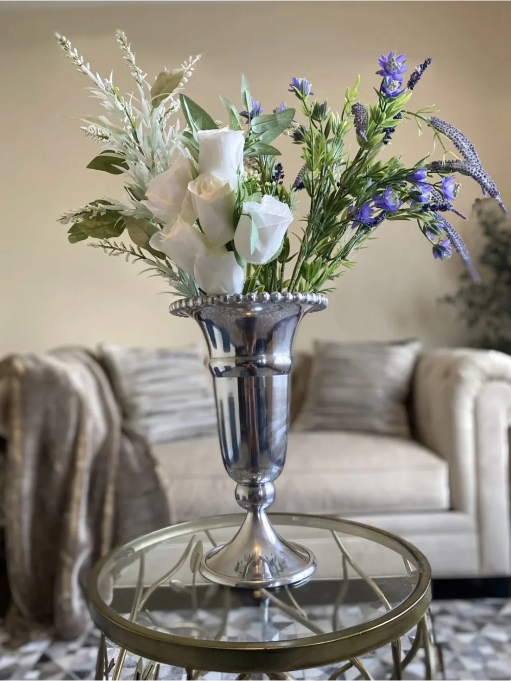 Calloway Beaded Trumpet Vase